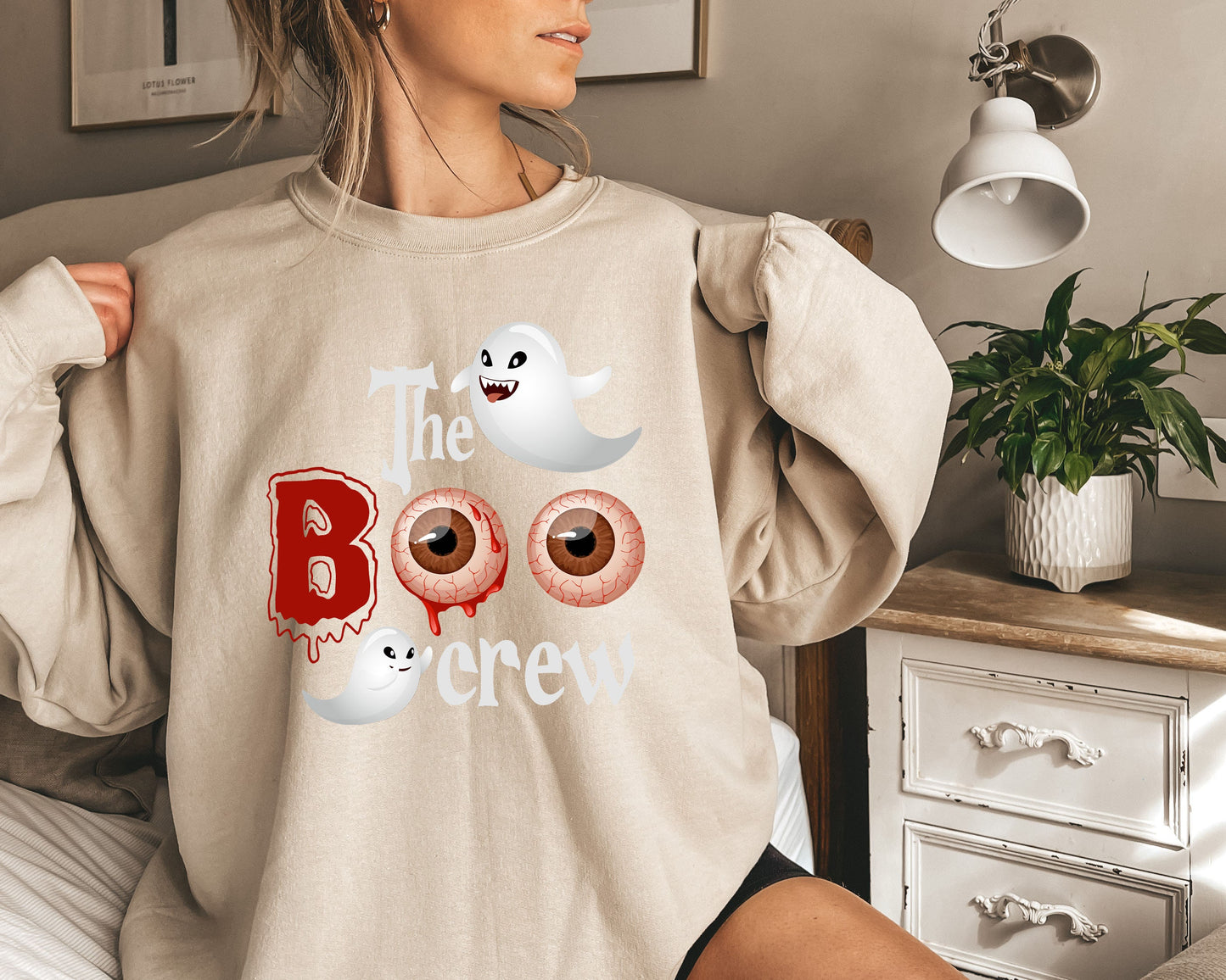 Halloween The Boo Crew Sweatshirt, Funny Halloween Tee, Halloween T-shirt, Boo Shirt, Spooky Eyes Pullover, Gift for Halloween