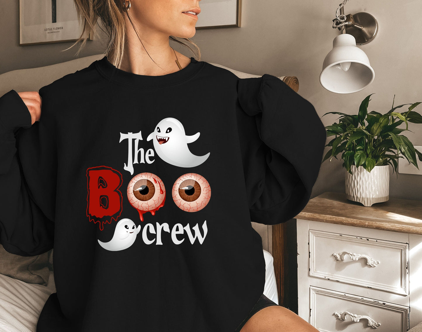 Halloween The Boo Crew Sweatshirt, Funny Halloween Tee, Halloween T-shirt, Boo Shirt, Spooky Eyes Pullover, Gift for Halloween