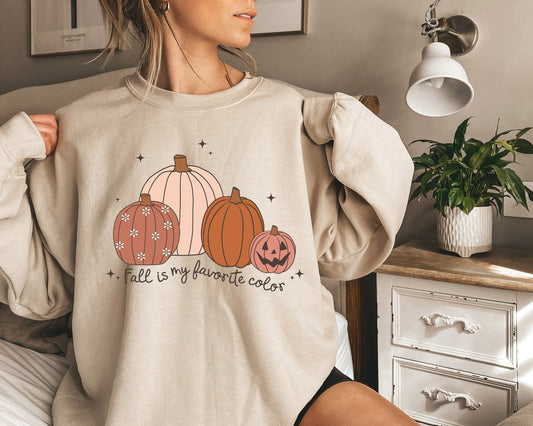 Fall is My Favorite Color Shirt, Pumpkin Fall Tee, Cozy Fall Shirt, Family Thanksgiving Shirt,Autumn Gifts, Pumpkin Crewneck Halloween Shirt