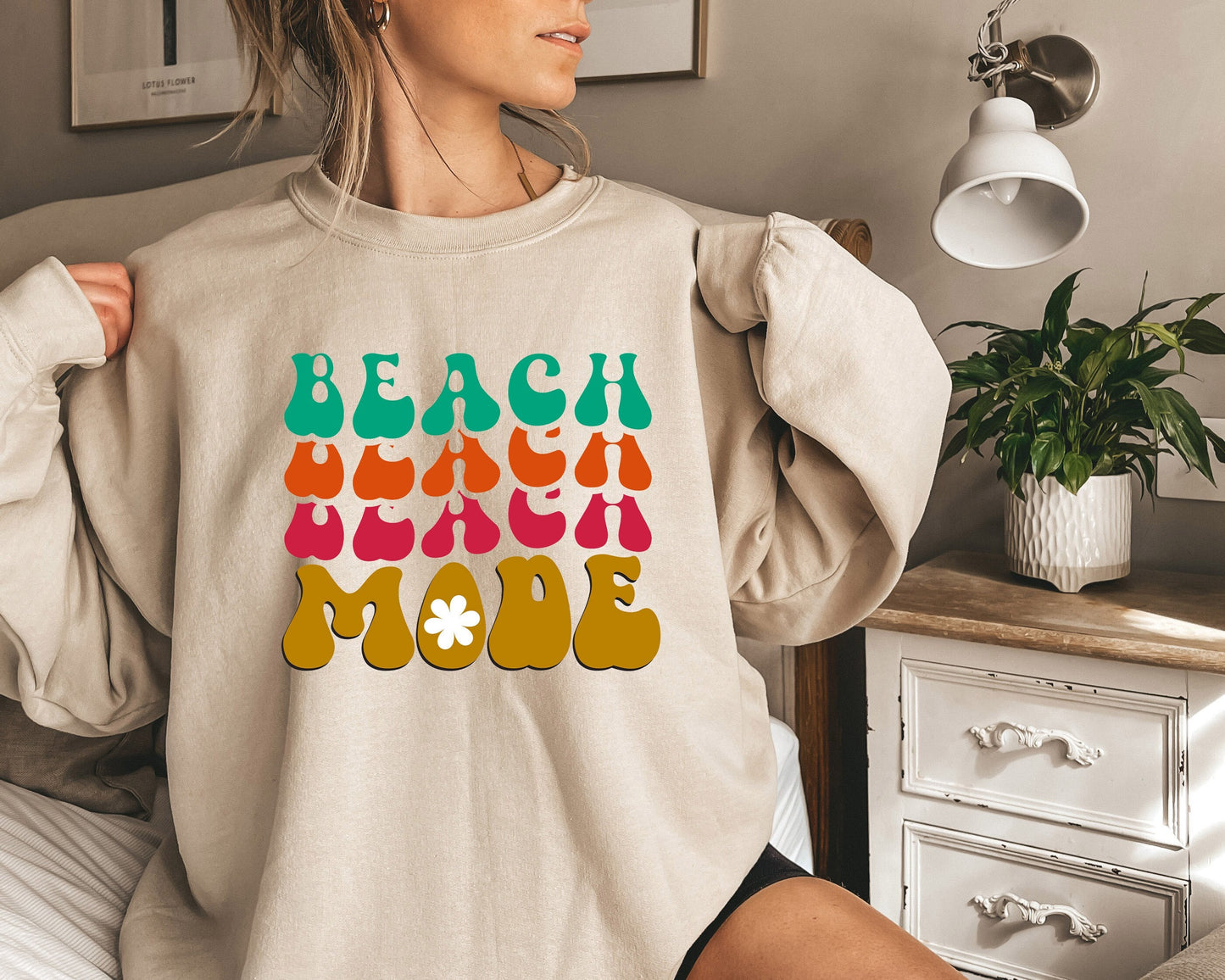 Beach Mode Sweatshirt, Summer Shirt, Retro Summer Shirt , Beach Mode On Shirt, Vacation Beach Shirt Summer T Shirt,