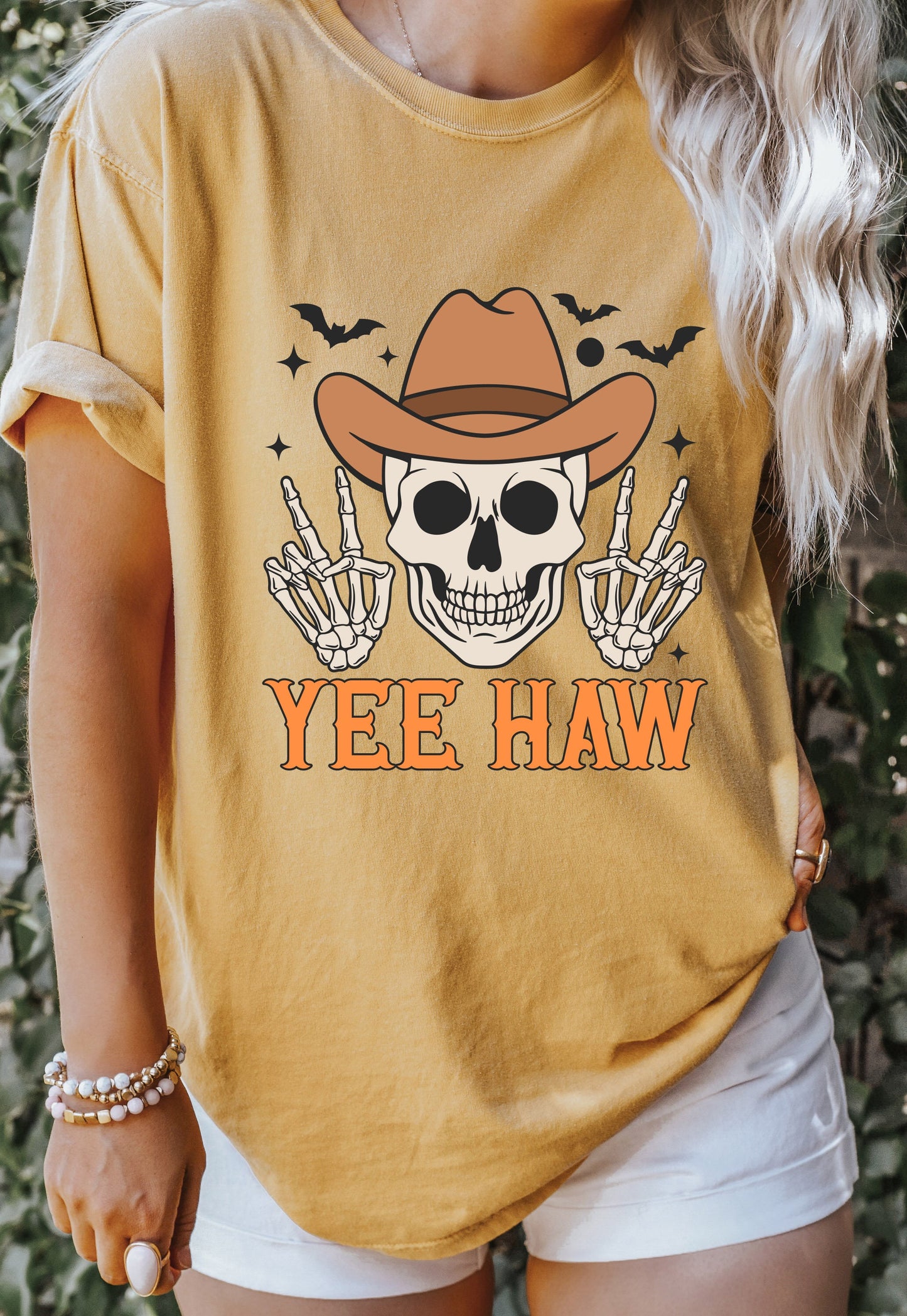 Comfort Colors Yee Haw Halloween Shirt, Halloween Skeleton Shirt, Retro Western Sweatshirt, Halloween shirts, Fall Sweatshirt,Halloween Gift