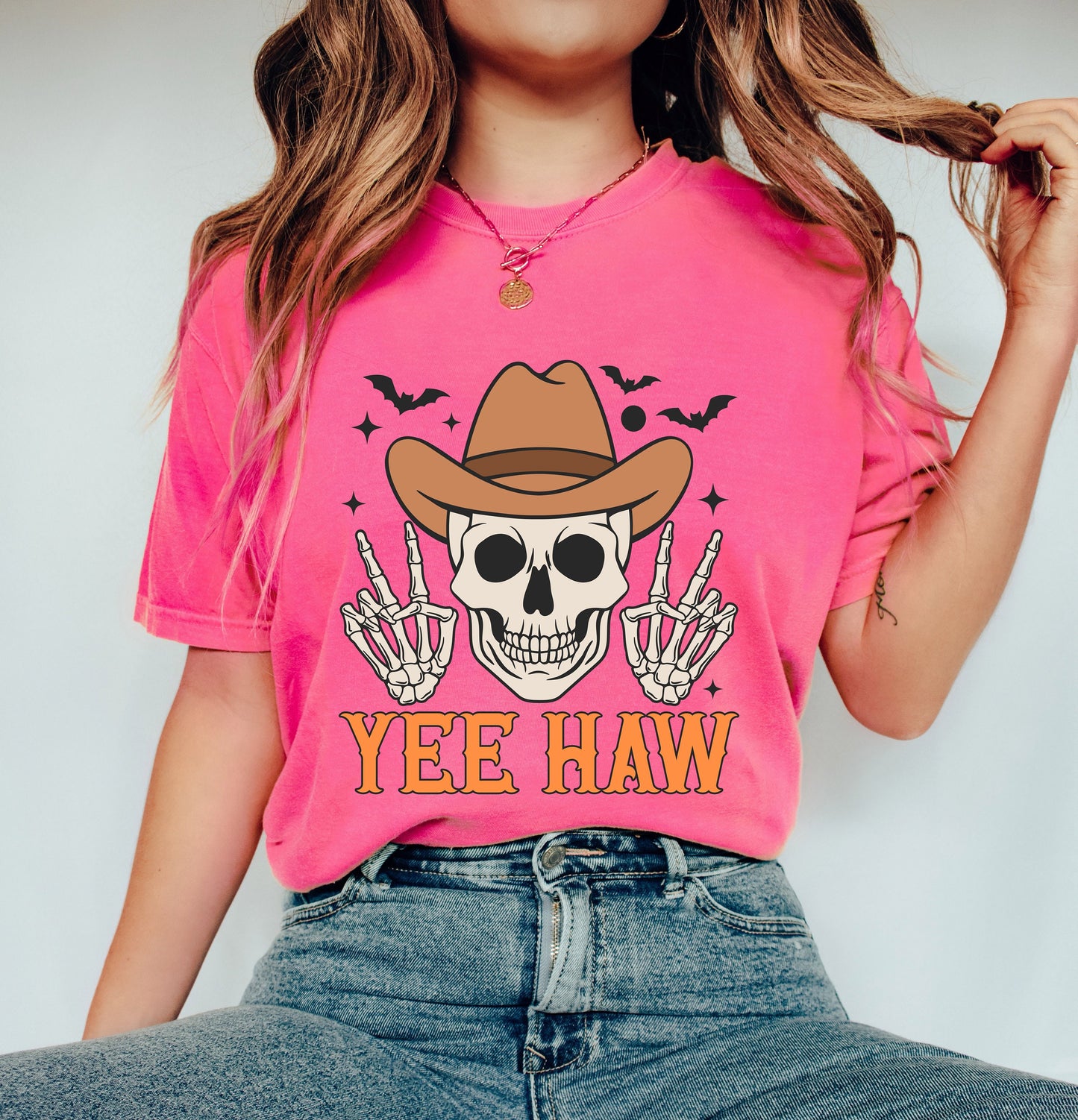 Comfort Colors Yee Haw Halloween Shirt, Halloween Skeleton Shirt, Retro Western Sweatshirt, Halloween shirts, Fall Sweatshirt,Halloween Gift