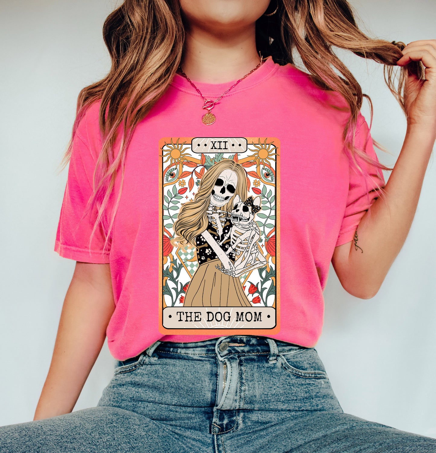 Comfort Colors Tarot Card Shirt,Dog Mom Shirt,Skeleton Tarot Card,Gift for Mom,Dog Lover Sweatshirt,Skeleton Tarot Shirt,Halloween Shirt