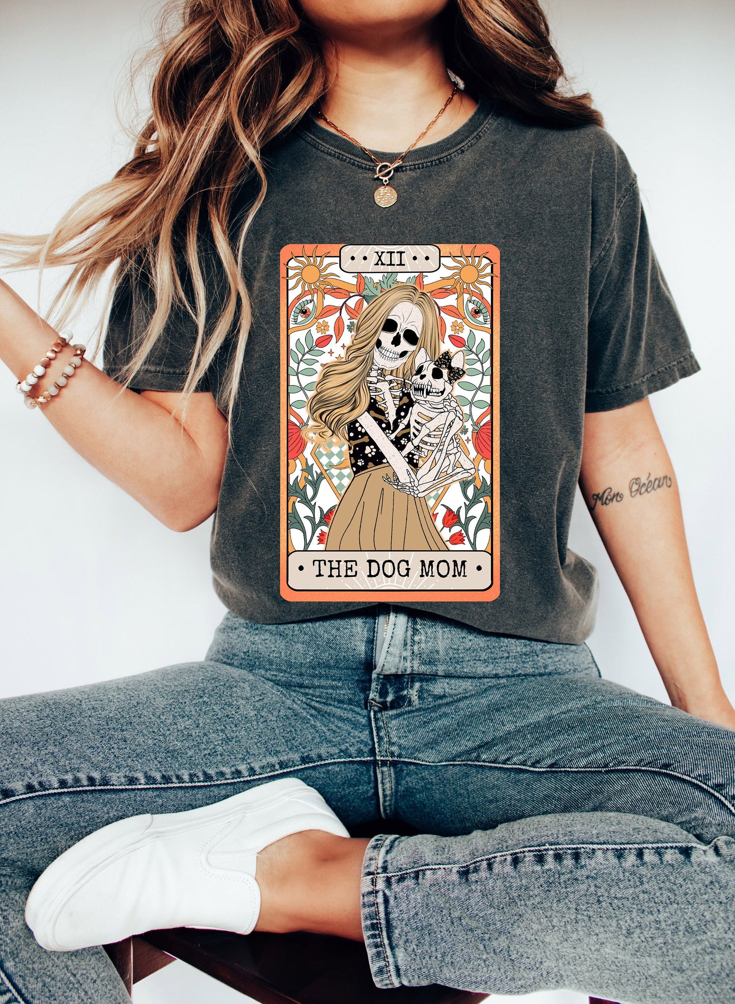 Comfort Colors Tarot Card Shirt,Dog Mom Shirt,Skeleton Tarot Card,Gift for Mom,Dog Lover Sweatshirt,Skeleton Tarot Shirt,Halloween Shirt