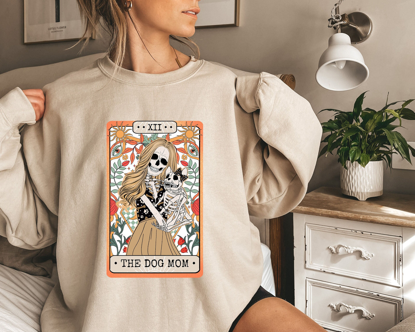 Tarot Card Sweatshirt,Dog Mom Shirt,Skeleton Tarot Card,Gift for Mom,Dog Lover Shirt,Skeleton Tarot Shirt,Halloween Shirt Halloween sweat