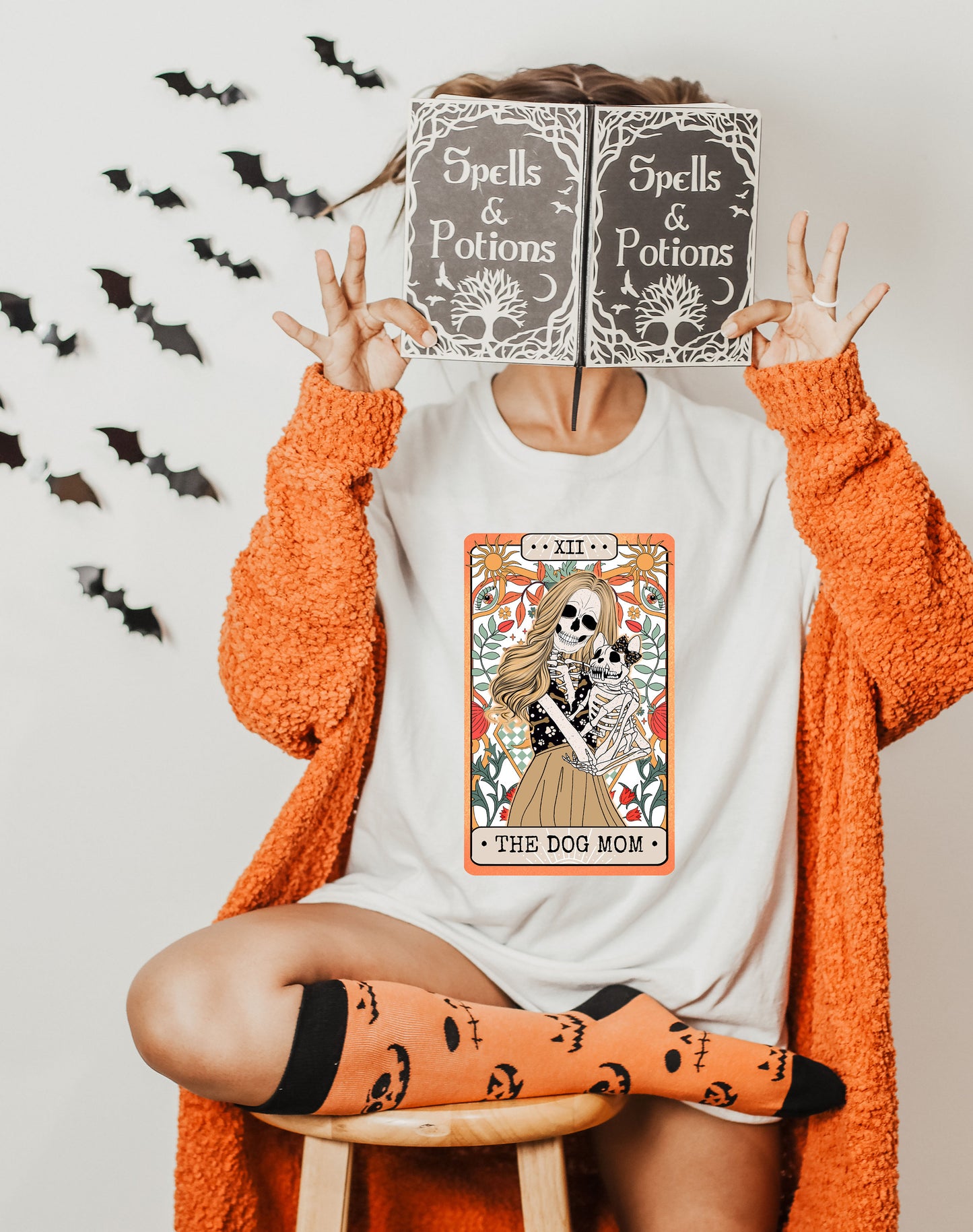 Comfort Colors Tarot Card Shirt,Dog Mom Shirt,Skeleton Tarot Card,Gift for Mom,Dog Lover Sweatshirt,Skeleton Tarot Shirt,Halloween Shirt