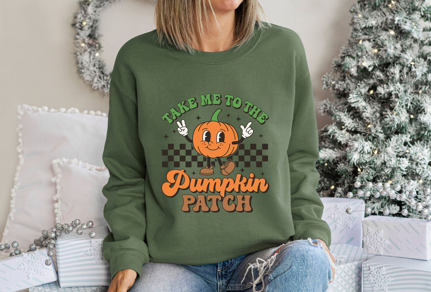 Take Me to the Pumpkin Patch Sweatshirt, Halloween Shirt,Distressed Fall Shirt,Retro Pumpkin Shirt,Pumpkin Patch Shirt,Fall Outfit halloween