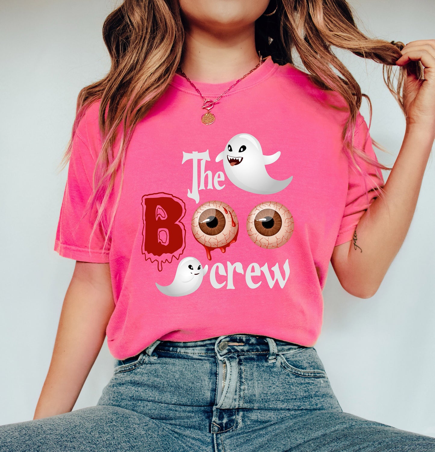 Comfort Colors Halloween The Boo Crew Shirt, Funny Halloween Tee, Halloween T-shirt, Boo Shirt, Spooky Eyes Pullover, Gift for Halloween