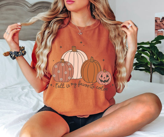 Comfort Colors Fall is My Favorite Color Shirt, Pumpkin Fall Tee, Cozy Fall Shirt, Family Thanksgiving Shirt,Autumn Gifts, Pumpkin Crewneck