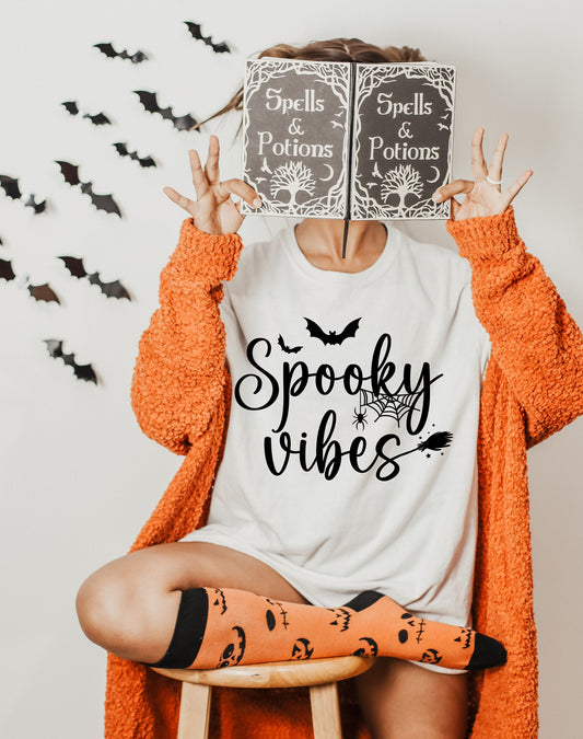 Comfort Colors Spooky vibes Shirt,Halloween Sweatshirt,Spooky season,Spooky vibes,Halloween Sweatshirt For Women,Spooky season,Spooky vibes