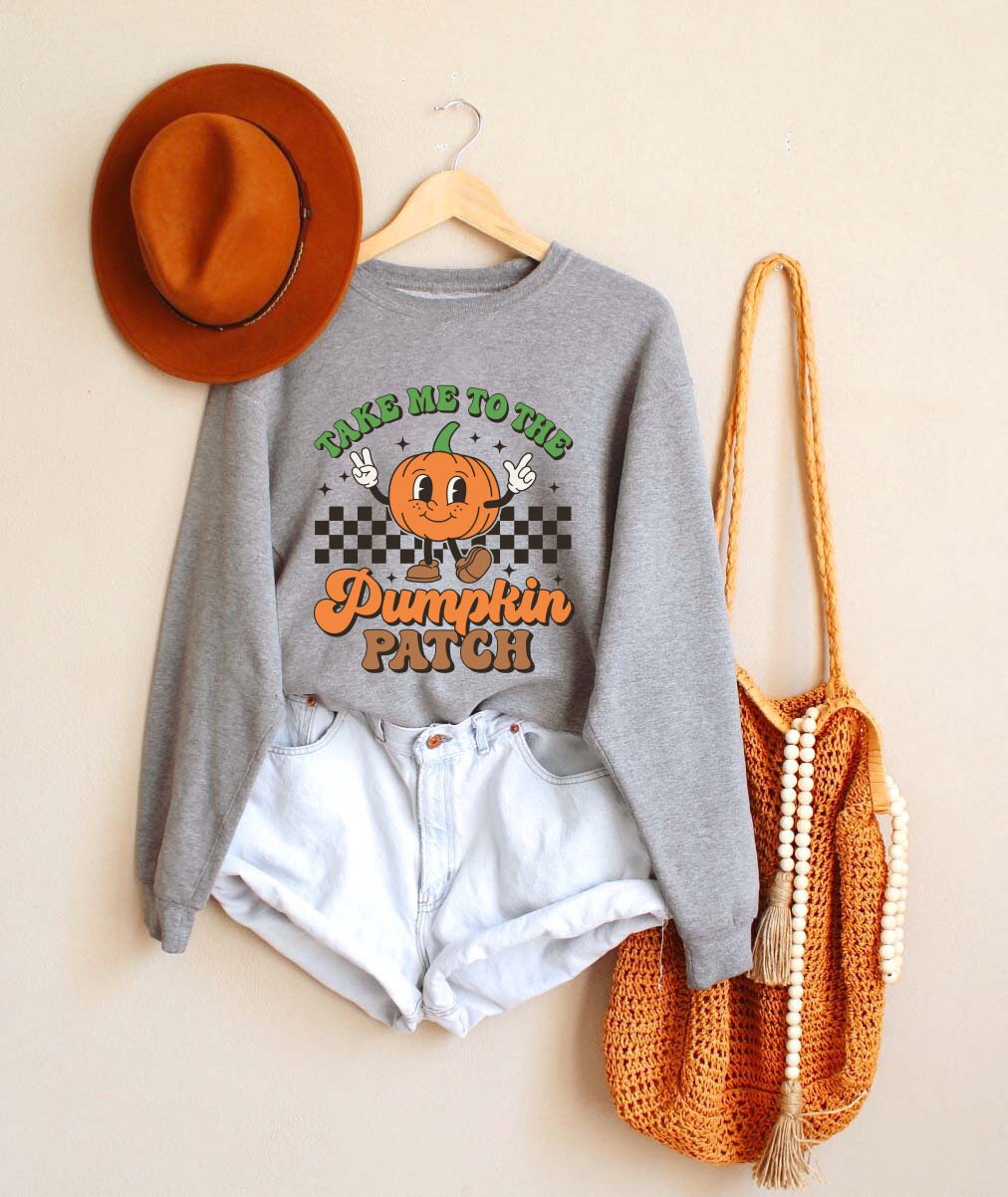 Take Me to the Pumpkin Patch Sweatshirt, Halloween Shirt,Distressed Fall Shirt,Retro Pumpkin Shirt,Pumpkin Patch Shirt,Fall Outfit halloween