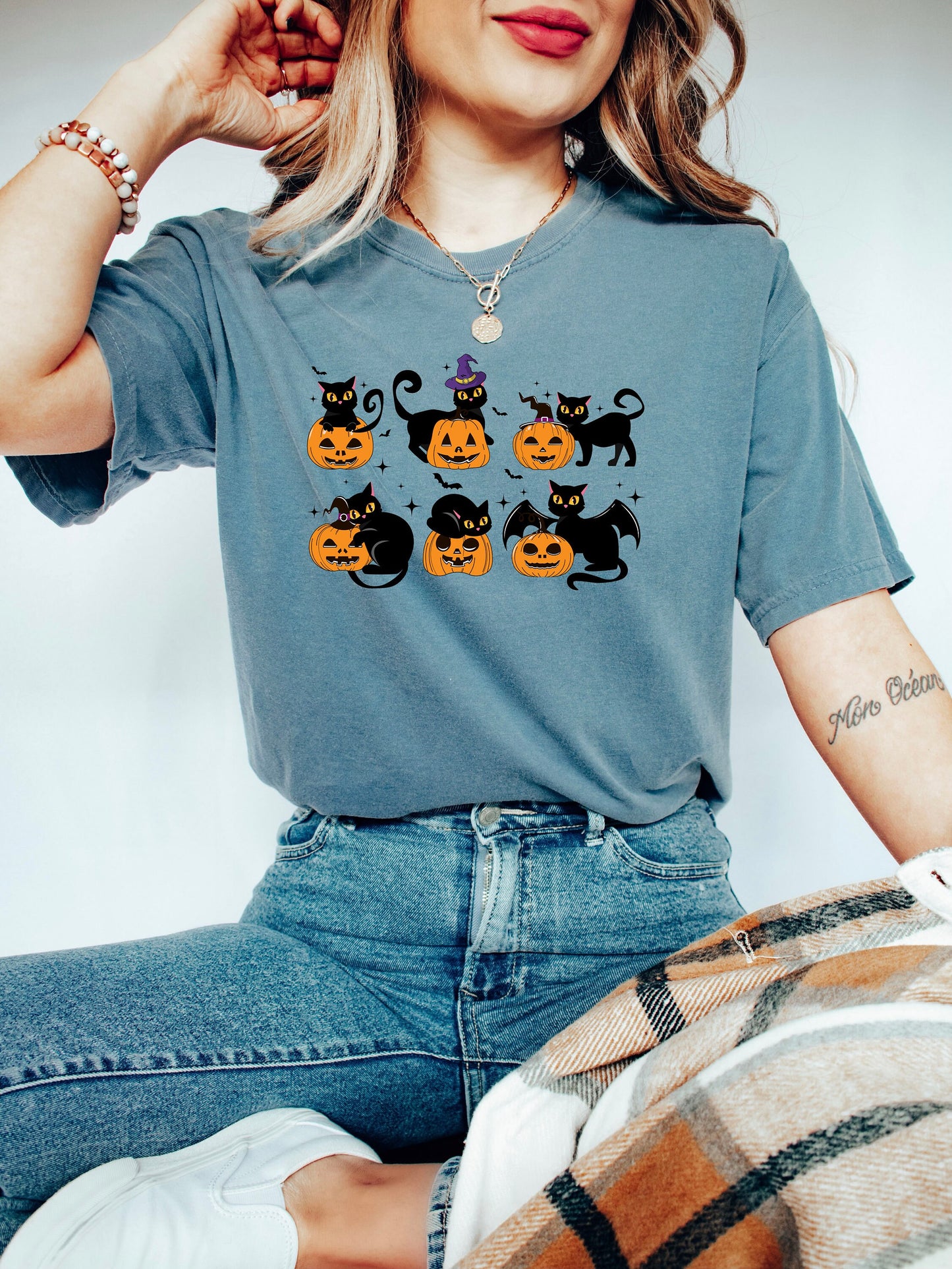 Comfort Colors Pumpkin Cat Shirt,Halloween Sweatshirt,Funny Halloween Shirt,Halloween Shirt,Halloween pumpkin Shirt,Cat Lover Shirt