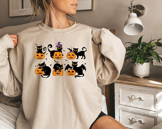 Pumpkin Cat Sweatshirt,Halloween Sweatshirt,Funny Halloween Shirt,Halloween Shirt,Halloween pumpkin Shirt,Cat Lover Shirt,Halloween