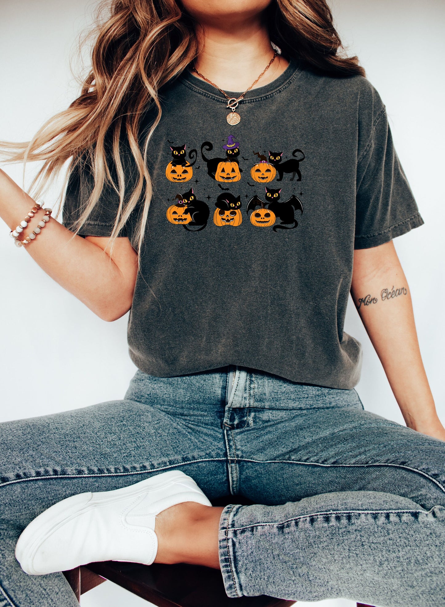 Comfort Colors Pumpkin Cat Shirt,Halloween Sweatshirt,Funny Halloween Shirt,Halloween Shirt,Halloween pumpkin Shirt,Cat Lover Shirt