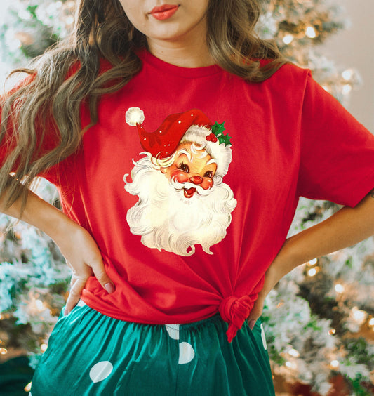 Retro Santa Shirt, Christmas Sweatshirt, Women Christmas Santa Shirts, Cute Vintage Santa Shirt, Classic Christmas Shirt, Christmas Pullover