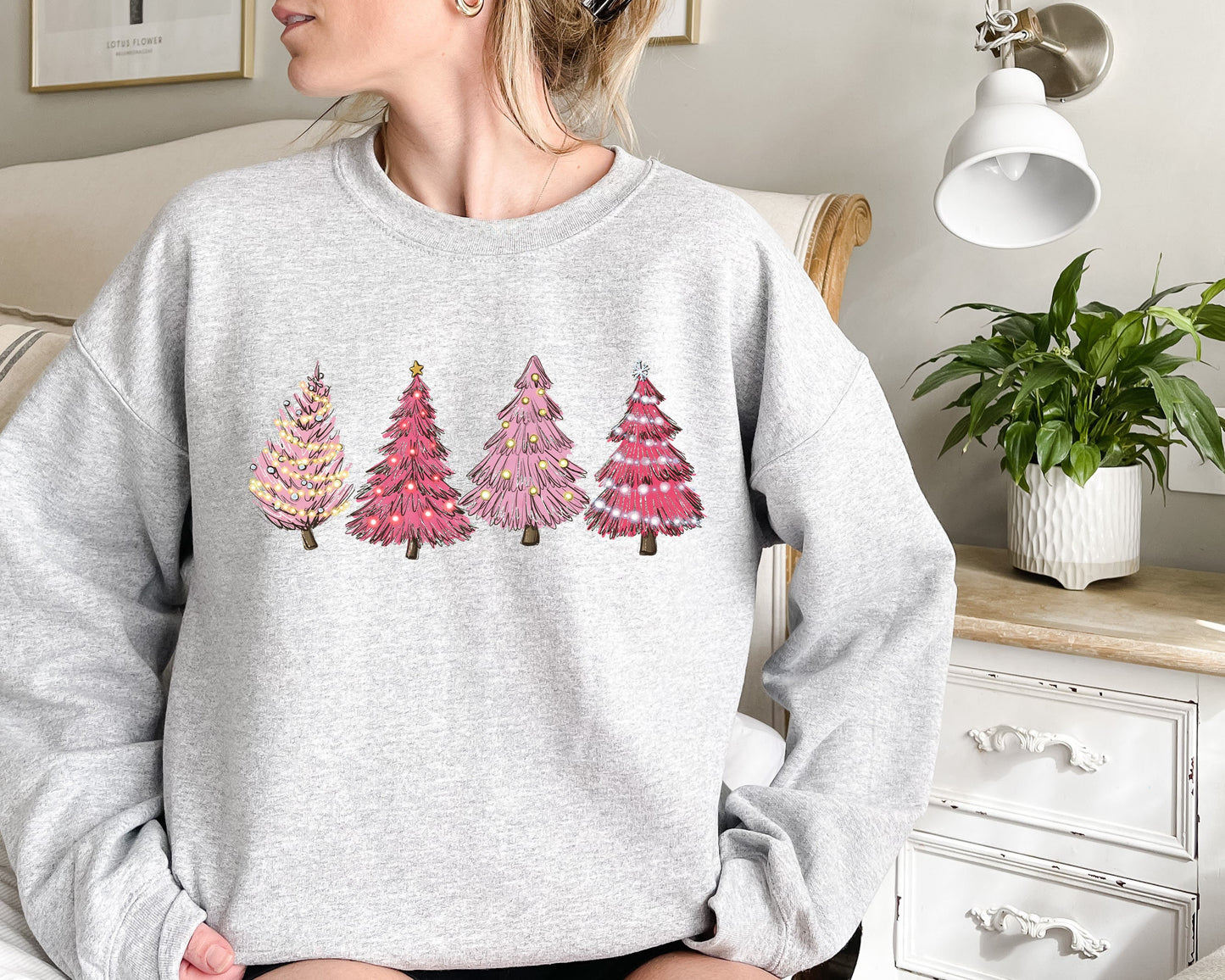 Pink Tree Christmas Sweatshirt,Christmas Sweater,Christmas Family, Christmas Tree Sweatshirt,Holiday Sweaters,Winter Sweatshirt,XMAS shirt