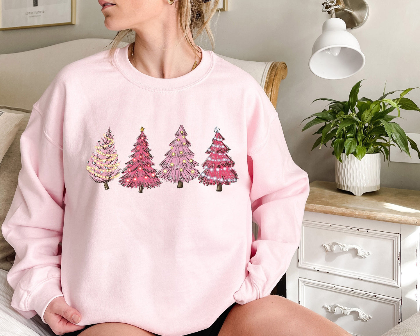 Pink Tree Christmas Sweatshirt,Christmas Sweater,Christmas Family, Christmas Tree Sweatshirt,Holiday Sweaters,Winter Sweatshirt,XMAS shirt