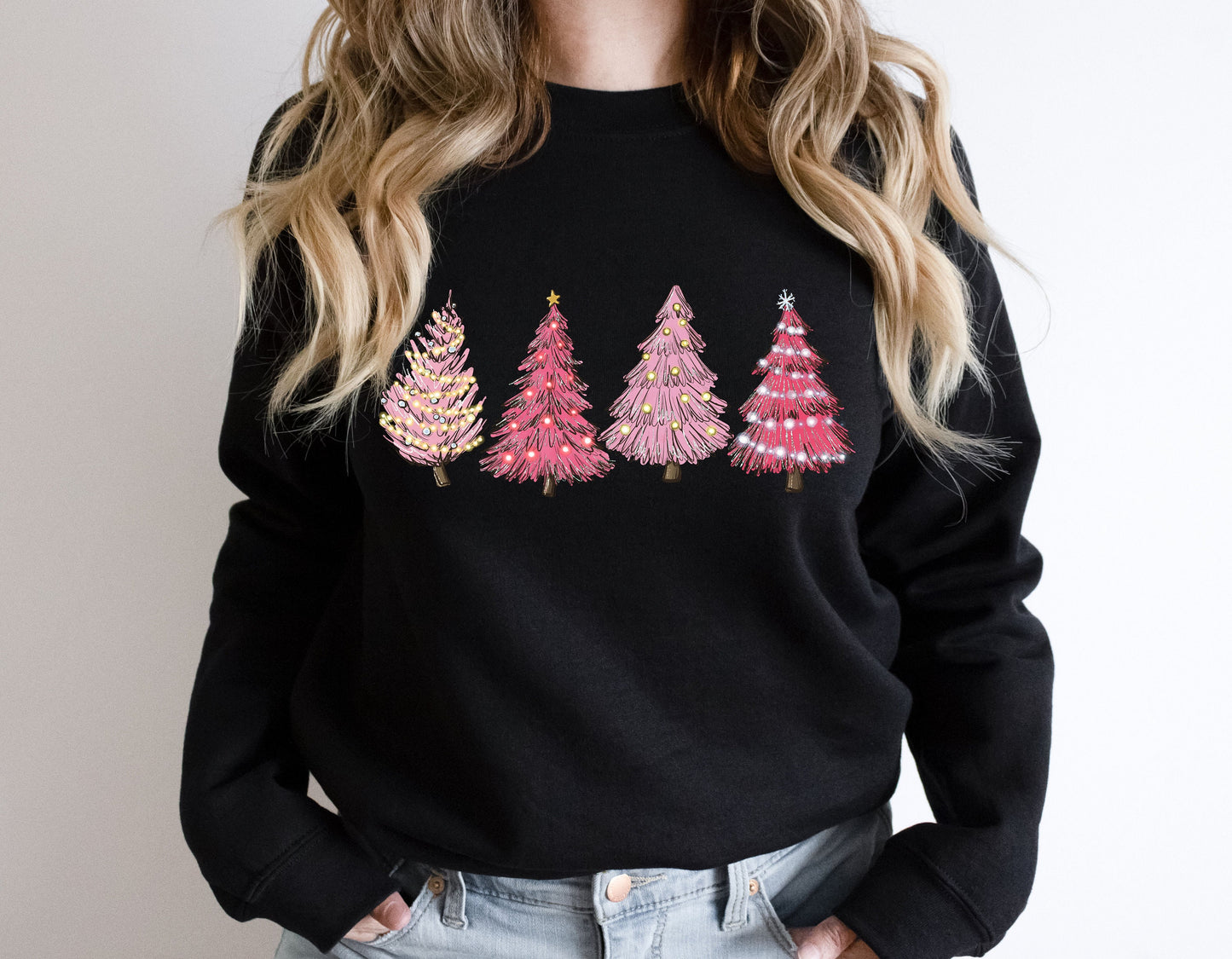 Pink Tree Christmas Sweatshirt,Christmas Sweater,Christmas Family, Christmas Tree Sweatshirt,Holiday Sweaters,Winter Sweatshirt,XMAS shirt