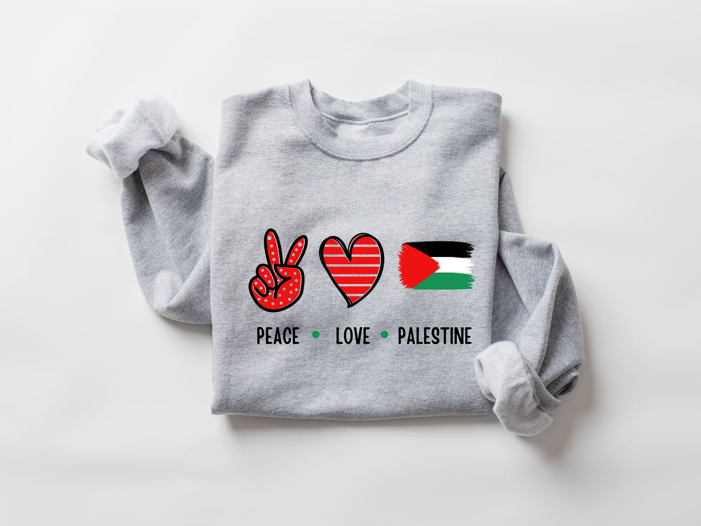 Peace Love Palestine Sweatshirt, Palestine Hoodie, Activist Sweatshirt, Palestine Shirt, Human Rights Sweater, Protest Sweatshirt, Palestine