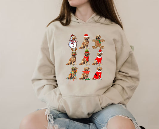 Christmas Golden Retriever Hoodie,Happy New Year Dog Shirt,Funny Xmas Shirt,Christmas Santa Ugly Shirt,Holiday Sweat,Christmas Shirt