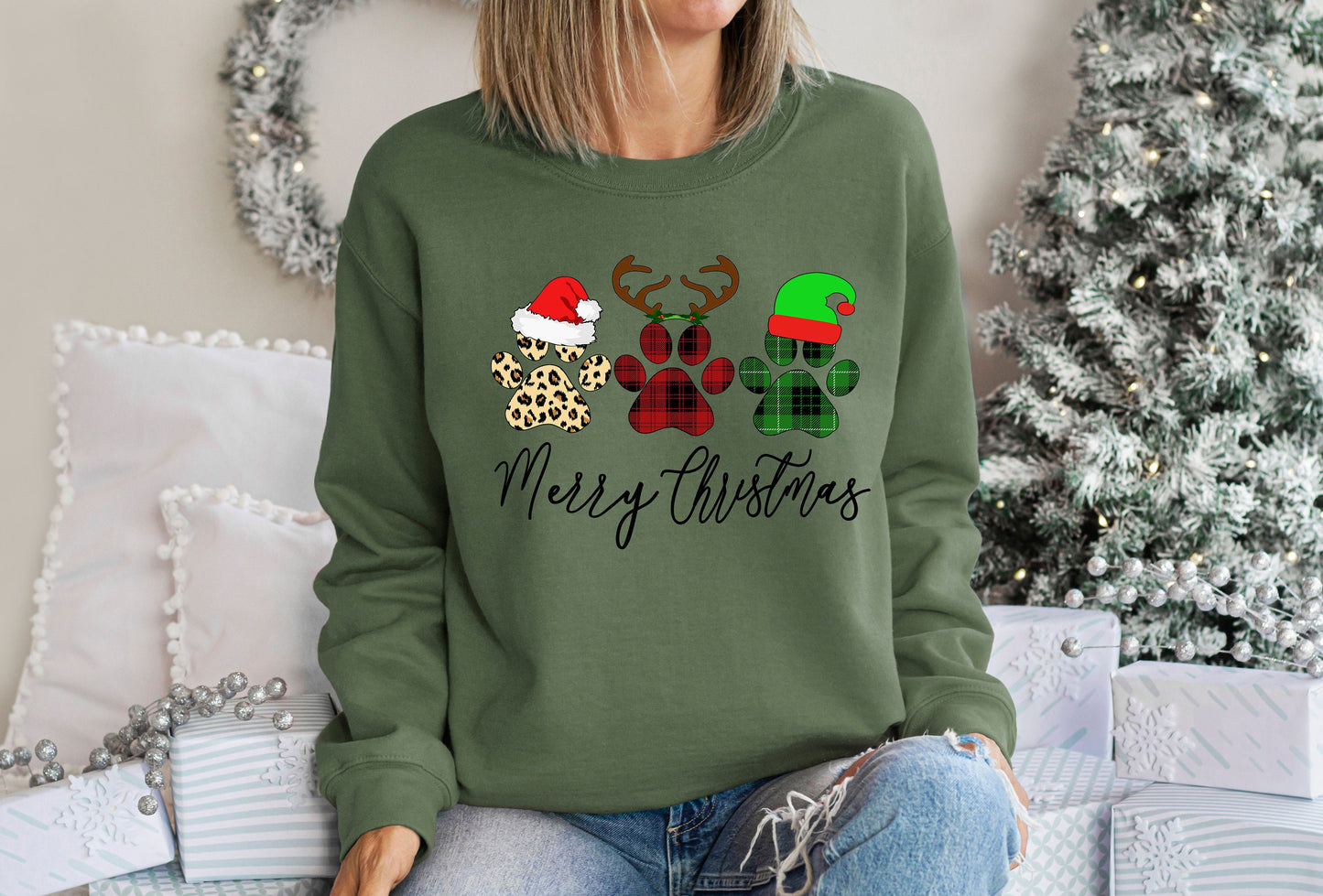 Merry Christmas Paws Sweatshırt,Christmas Sweatshirt,Paws Sweatshirt,Christmas Dog Sweater,Christmas Dog Shirts,Christmas Shırt,XMAS Shırt