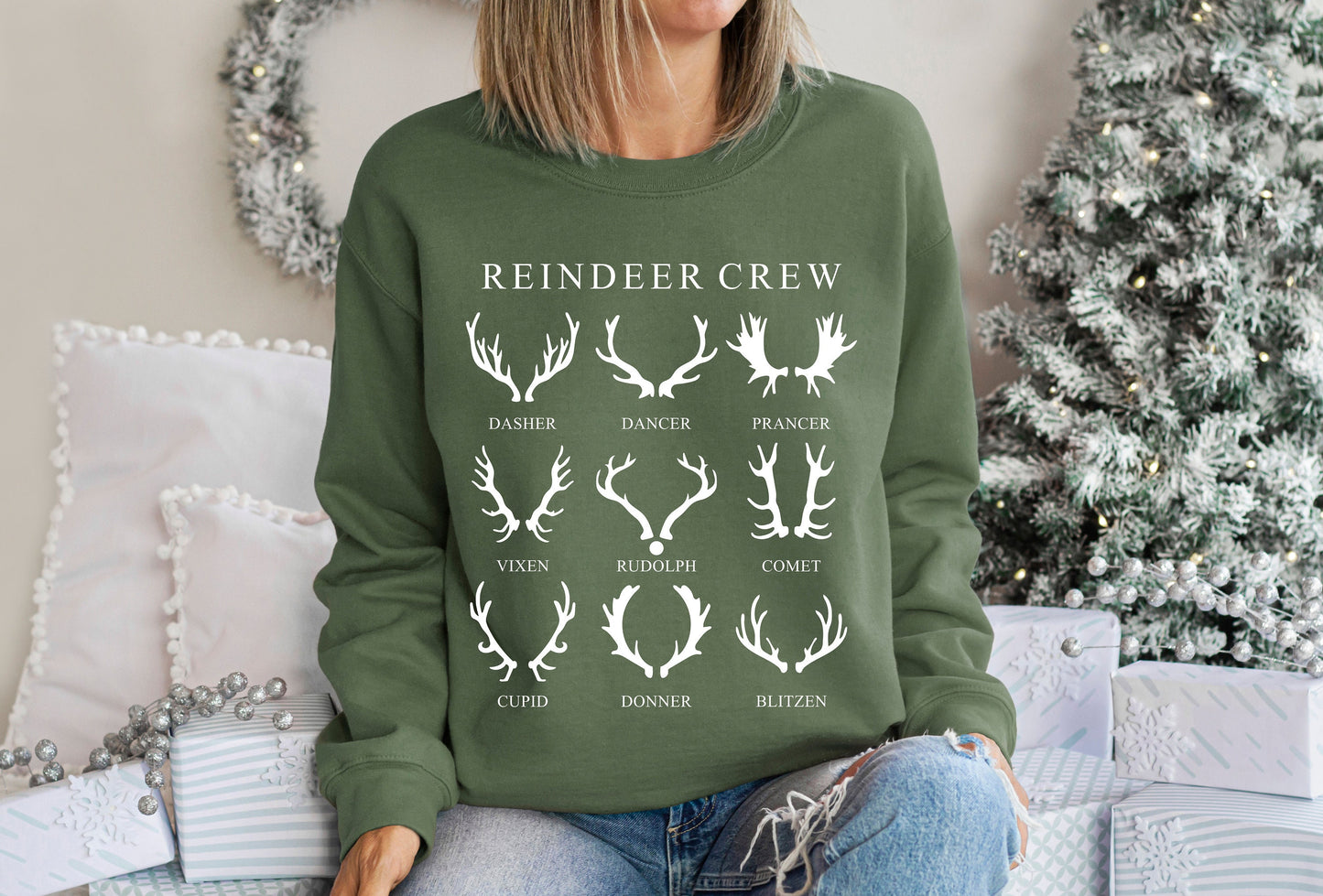 Christmas Reindeer Crew Sweatshirt,Reindeer Shirt,Christmas Deer Shirt,Xmas Sweater,Christmas Gift,Reindeer Christmas,Christmas Gift,xmas