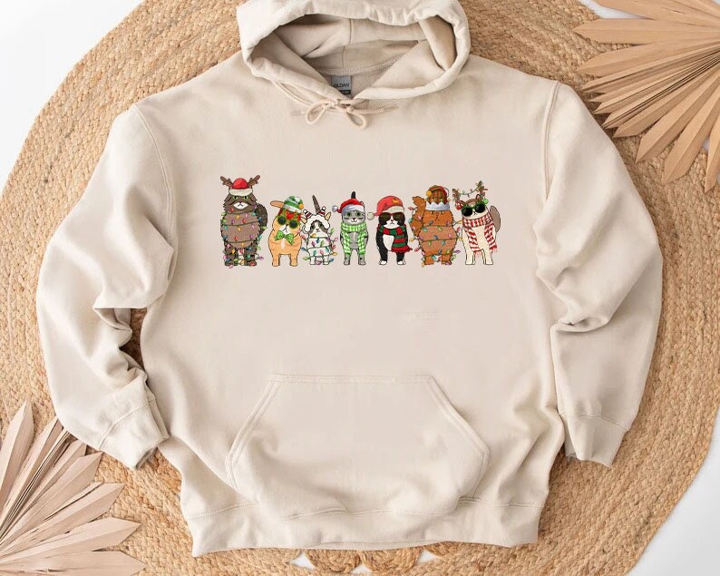 Cats Christmas Hooodıe, Meowy Christmas Shirt, Cat Lovers Xmas Sweater, Christmas Cat Owner Sweatshirt, Christmas Gifts,XMAS Shırt,Chrıstmas