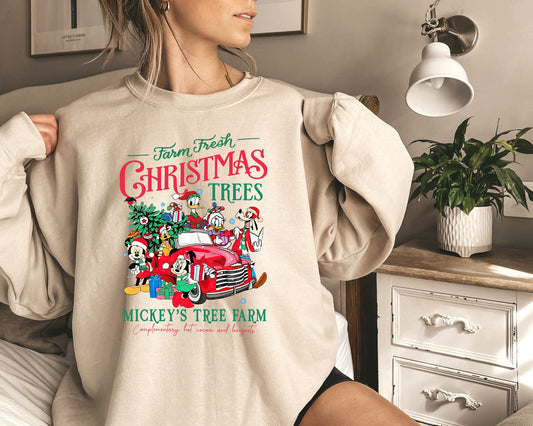 Vintage Disney Farm Fresh SweatshırtMickeys Tree Farm,Mickey And Friends Christmas Sweatshirt,Christmas Disney Family,Chrıstmas Shırt,XMAS