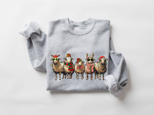 Sheep Christmas Light Sweatshirt,Christmas Sheeps Sweater,Funny Farm Animal Xmas Shirt,Funny Sheep Sweater,Cute Farmer Shirt,Christmas,XMAS