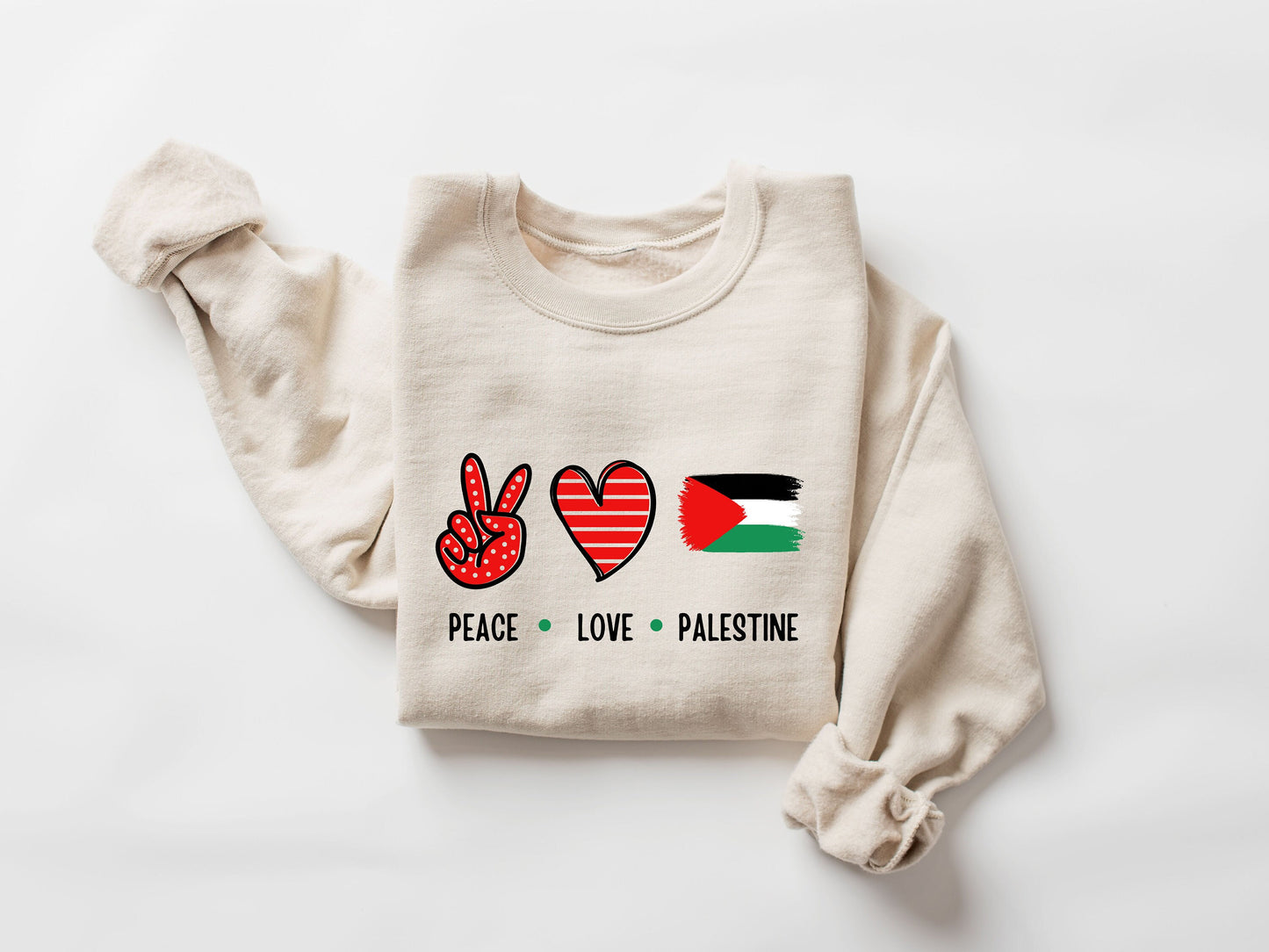 Peace Love Palestine Sweatshirt, Palestine Hoodie, Activist Sweatshirt, Palestine Shirt, Human Rights Sweater, Protest Sweatshirt, Palestine