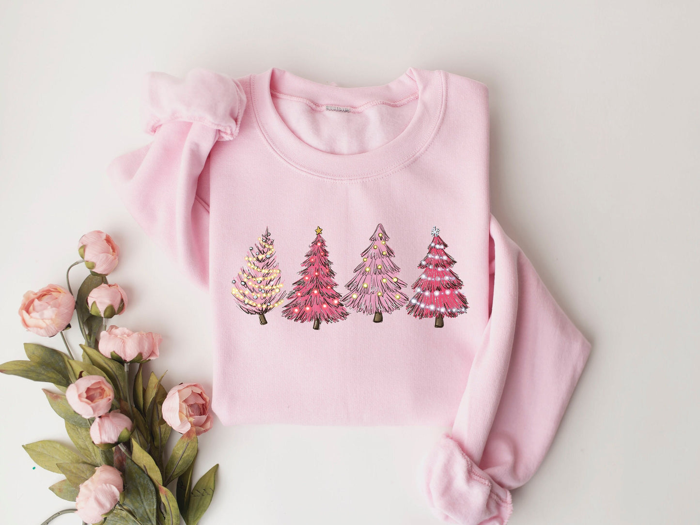 Pink tree Christmas Sweater,Christmas Sweater,Christmas Tree Sweatshirt,Holiday Sweaters for Women,Winter Sweatshirt,Christmas Crewneck,XMAS