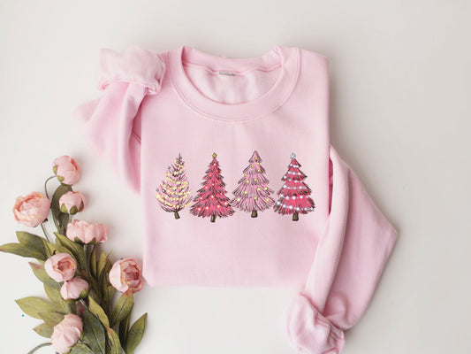 Pink tree Christmas Sweater,Christmas Sweater,Christmas Tree Sweatshirt,Holiday Sweaters for Women,Winter Sweatshirt,Christmas Crewneck,XMAS