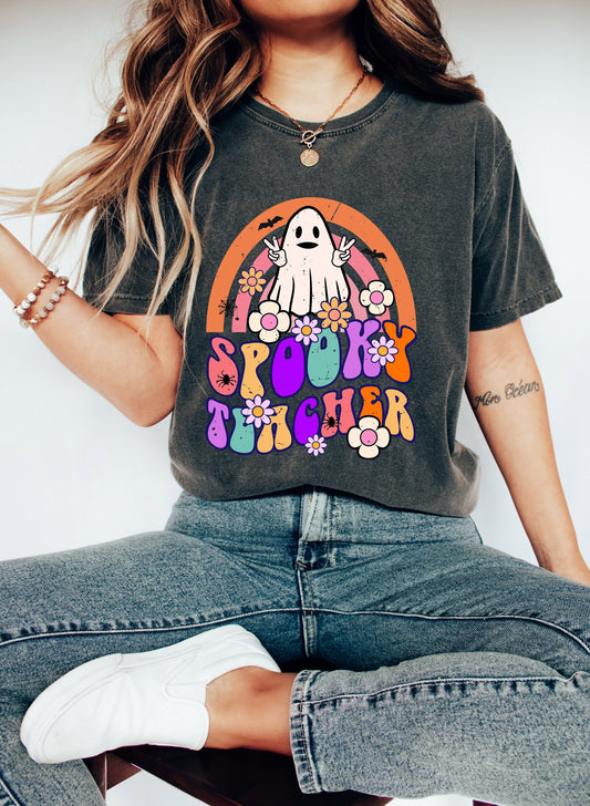 Comfort Colors Spooky Teacher Shirt,Funny Halloween Shirt,Halloween Teacher Sweatshirt,Halloween Shirt , Spooky Vibes , Teacher Gift