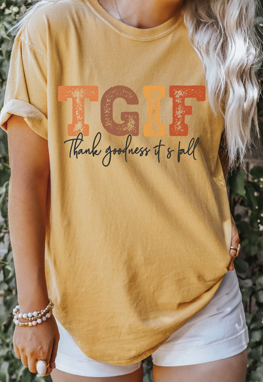 Comfort Colors TGIF Thank Goodness It's Fall Shirt, TGIF Shirt, Fall Tshirt, Fall Vibes Shirt, Cute Fall Shirt,Thanksgiving