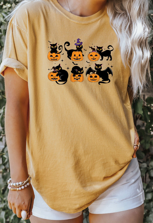 Comfort Colors Pumpkin Cat Shirt,Halloween Sweatshirt,Funny Halloween Shirt,Halloween Shirt,Halloween pumpkin Shirt,Cat Lover Shirt